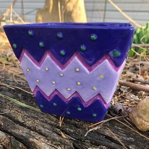 3503 Fitz & Floyd Gift Gallery Ceramic Decorated Easter Egg Style Planter Bowl